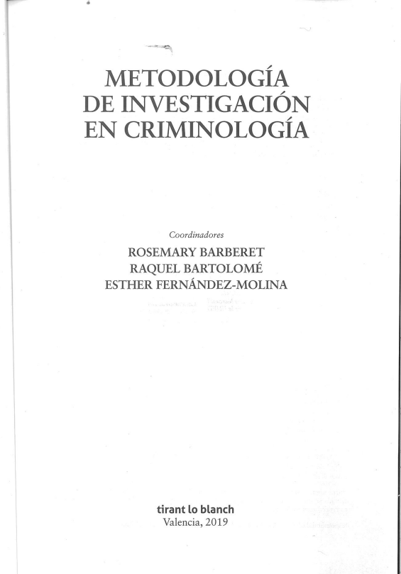 Portada capitulo Los datos secundarios como fuente de información en la investigación criminológica. En Metodología de la investigación en criminología