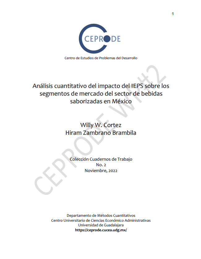 Portada cuaderno Análisis cuantitativo del impacto del IEPS sobre los segmentos de mercado del sector de bebidas saborizadas en México
